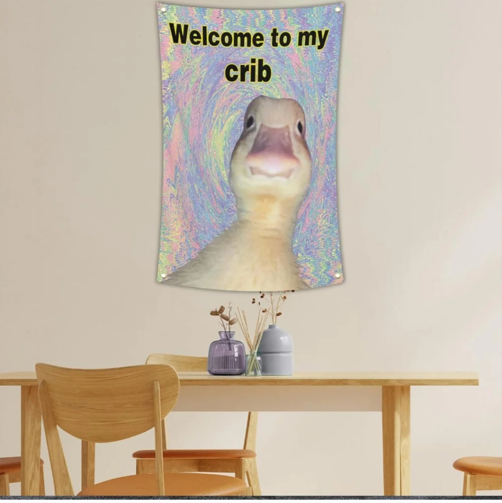 Welcome to My Crib Funny Flag 2x3Ft Wall Flag with 4 Brass Grommets for Party Ya